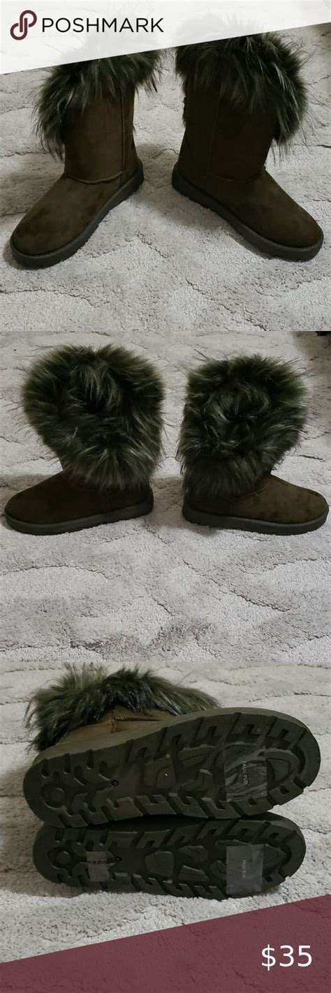 fun winter boots  boots faux fur boots green boots
