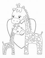 Coloring Giraffe Pages Giraffes Printable Animal Mommy Kids Cartoon Color Print Baby Hugging Cat Colouring Cute Happy Birthday Pets Kid sketch template