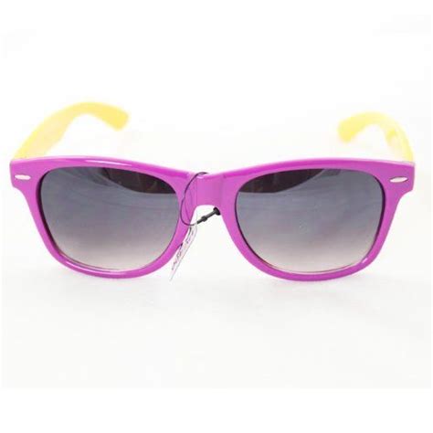 Wayfarer Fashion Sunglasses 200 Purple Front Yellow Sides