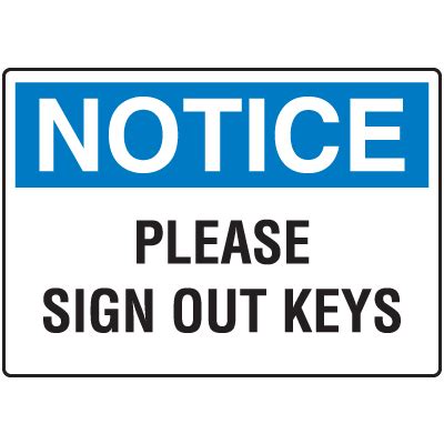 notice  sign  keys control signs seton