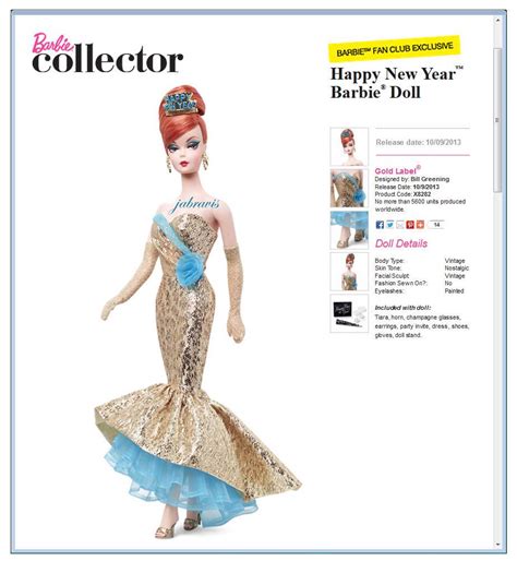 2013 barbie fan club bfc exclusive doll holiday hostess happy new year nrfb ebay