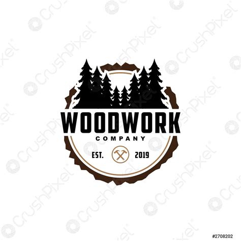 wood work logo design templatecreative badge  woodwork companycarpentry logo stock vector