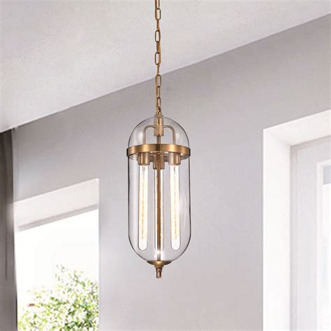 light natural brass pendant  clear glass capsule shade edvivi