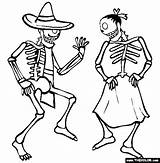 Skeletons Colorear Bailando Muertos Calaveras Mexicanas Pareja Cholo Thecolor Bxn sketch template