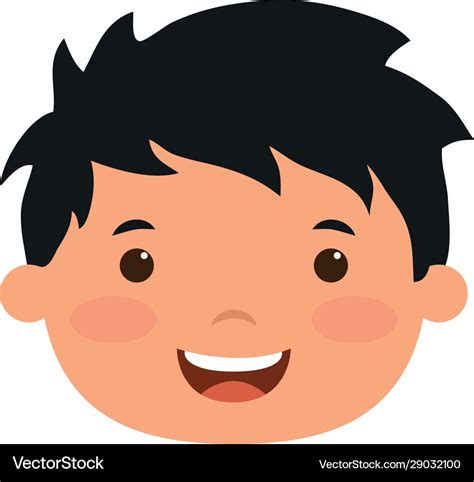 cute  boy head comic character royalty  vector