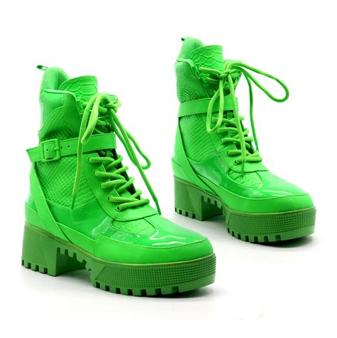 neon green combat boots boots hwo