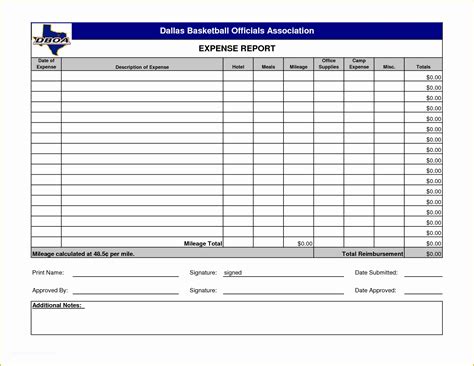 expense report template    printable blank expense report