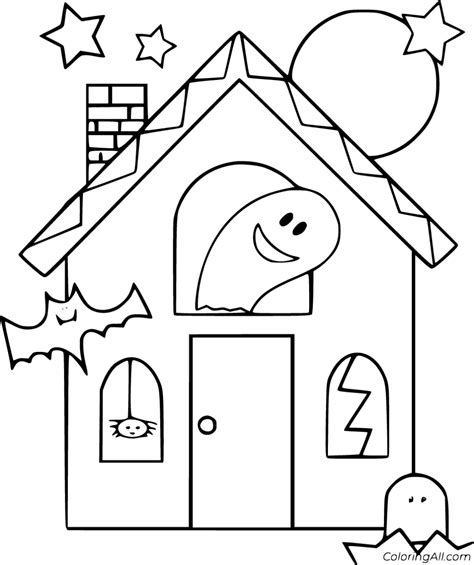 printable haunted house coloring pages  vector format easy