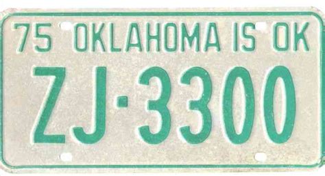 oklahoma  temporary license tag plate paper cardboard