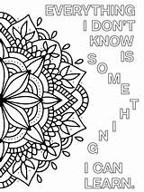 Coloring Positive Pages Printable Mandala Growth Mindset Quotes Color Inspirational Colouring Adult Quote Word Print Choose Board Book sketch template