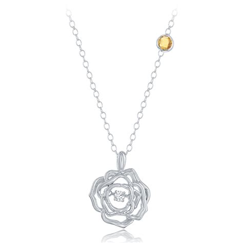 enchanted disney belle rose necklace nkswdsrd disney necklace silver diamond