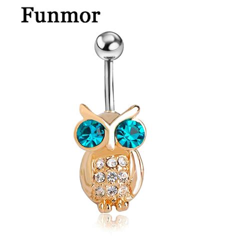 buy gold owls blue piercings bird navel belly rings