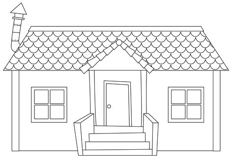 simple outline house clipart black  white rectangle circle