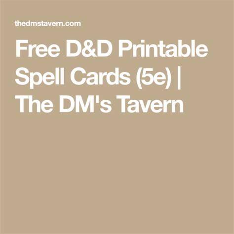 dd printable spell cards   dms tavern dnd  spell
