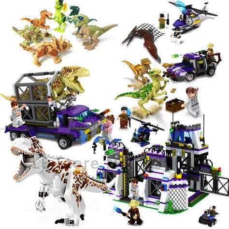jurassic dino world sets  park  dinosaurs toys  rex blocks