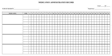printable medication administration record template