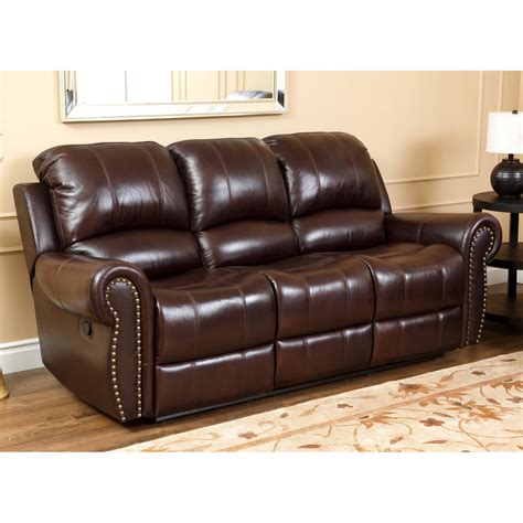 abbyson lexington dark burgundy italian leather reclining