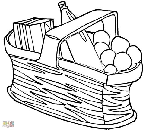 coloring pictures  picnic baskets basket coloring page picnic food