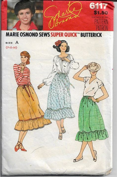 butterick 6117 ladies skirt marie osmond vintage sewing pattern 1970 s