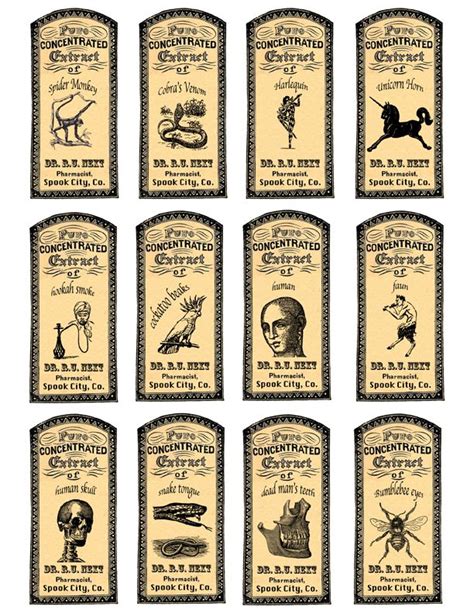miniature  printable potion labels
