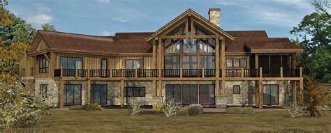 mountain view rear rendering  wisconsin log homes   mountain house plans log home
