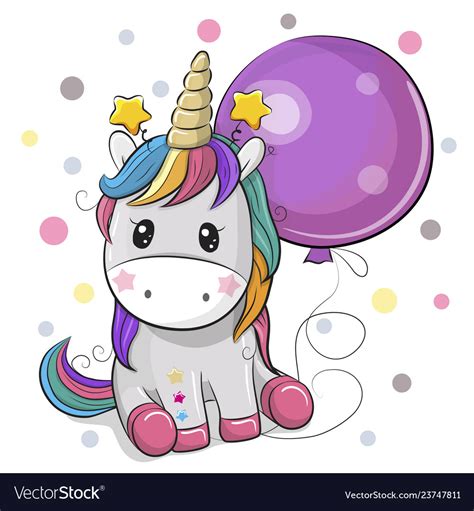 cute cartoon unicorn  balloon royalty  vector image