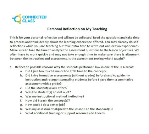 personal reflection connected class