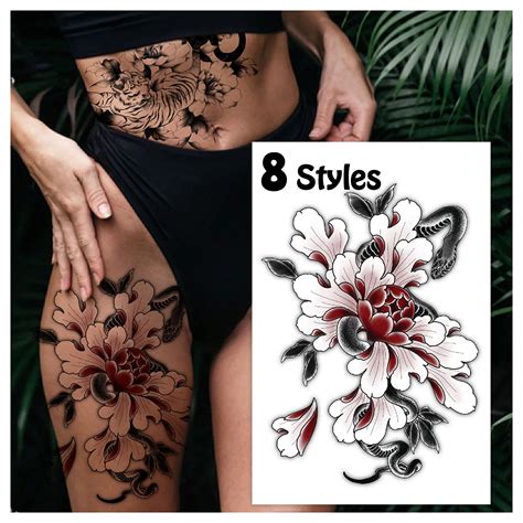 buy temporary tattoos  women adults fake flower tattoos stickers semi permanent  arm