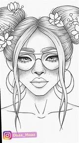Coloring Girl Drawing Girls Printable Coloriage Drawings Outline Colouring Pages Colour Fashion Portrait Girly Adult Etsy Dessin Para Kawaii Pencil sketch template