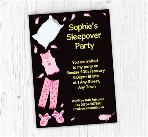 Sleepover Party Invitations Personalise Online Plus Free Envelopes