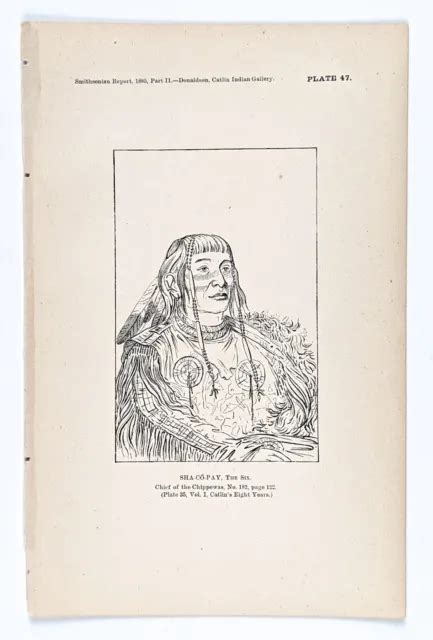 Vintage 1890 1910 Chippewa Portraits Native American Indian Print