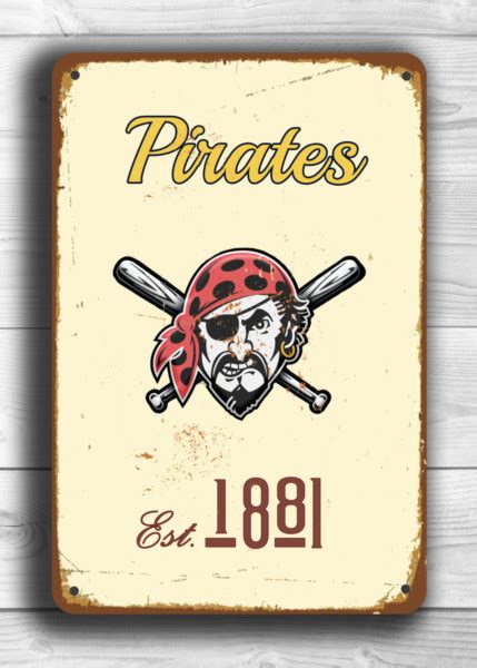 pittsburgh pirates sign vintage style classic metal signs