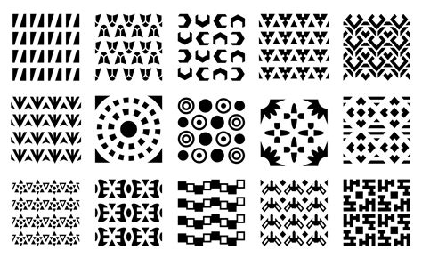 black  white pattern set seamless repeating pattern swatches