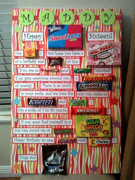 sayings  sixteenth birthday   candy card birthday candy candy