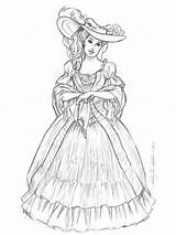 Victorian Coloring Pages Woman Dress Sketch Sketches Drawing Drawings Historical Color Adult Illustration Books Dresses Fashion Colouring Girls Anthony Simple sketch template