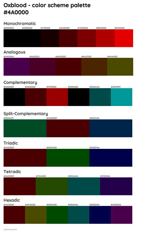 oxblood color palettes  color scheme combinations colorxscom