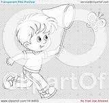 Lineart Chasing Butterfly Boy Illustration Cartoon Happy sketch template
