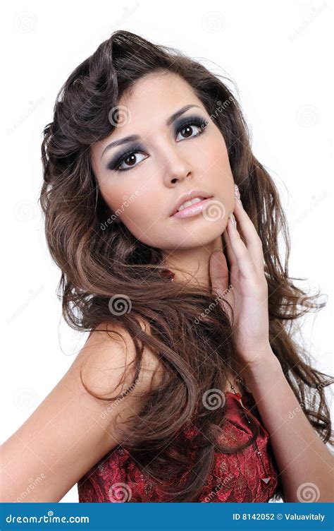 pretty adult girl stock photo image  girl curly background