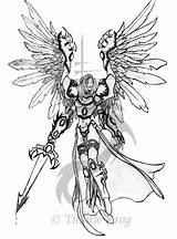 Warrior Angel Coloring 1212 42kb sketch template