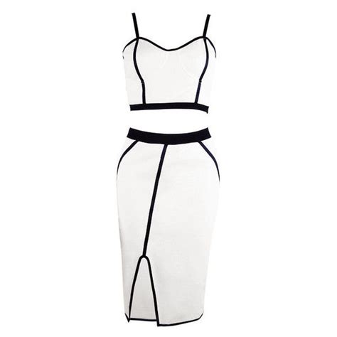 White Two Piece Bodycon Dress 33 Liked On Polyvore Featuring Dresses