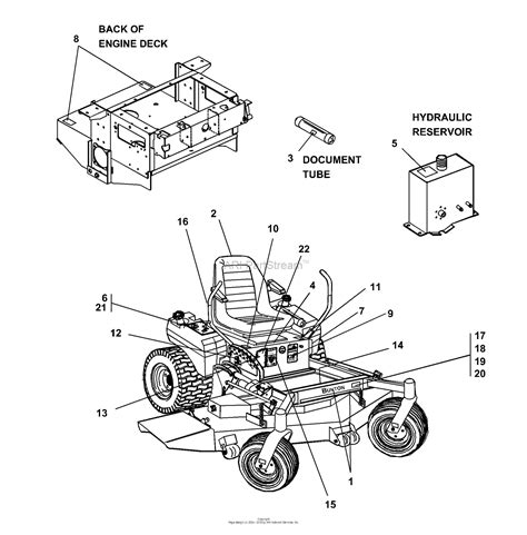 bunton bobcat ryan  bzt hp kaw  side discharge parts diagram  decals