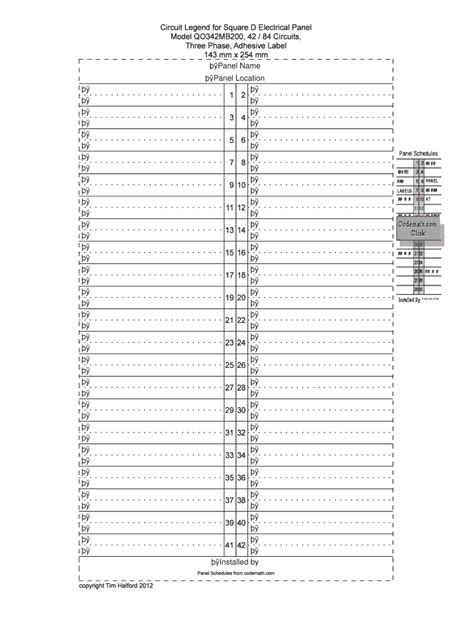 electrical panel label template excel fill  printable
