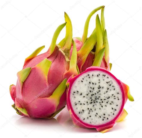 fruto del dragon pitaya pitahaya aislado sobre fondo blanco dos