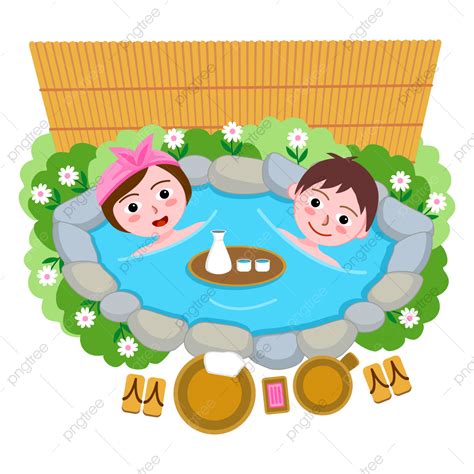 hot spring vector hd png images a couple of japanese hot spring