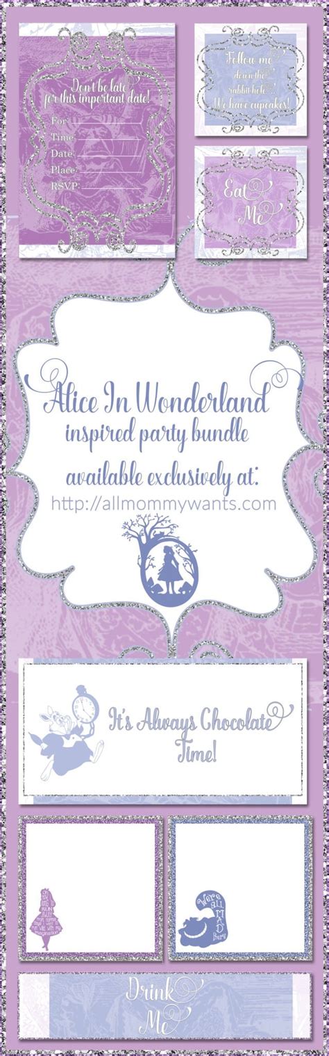printables alice  wonderland themed party printables life