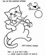 Diddle Hey Nursery Coloring Rhymes Rhyme Pages Fiddle Cat Characters Bluebonkers Sheets Character Clipart Preschool Printable Color Kids Story Popular sketch template