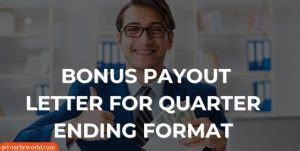 bonus payout letter  quarter  sample template
