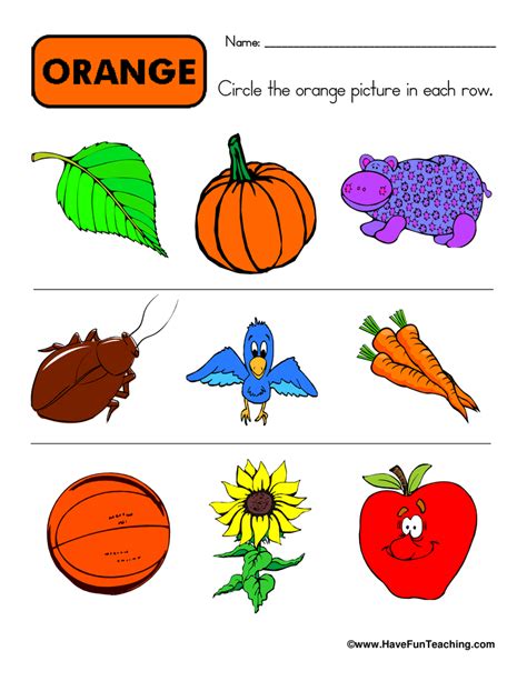 orange worksheet  fun teaching