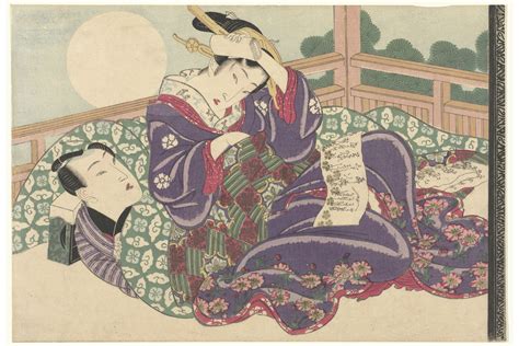 erotica japanese shunga loving couple at full moon ebay