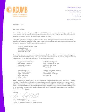 editable physician closing practice letter fill print